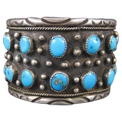 Wide Retro Turquoise Cuff Bracelet