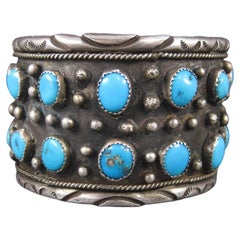 Bracelet manchette large vintage turquoise