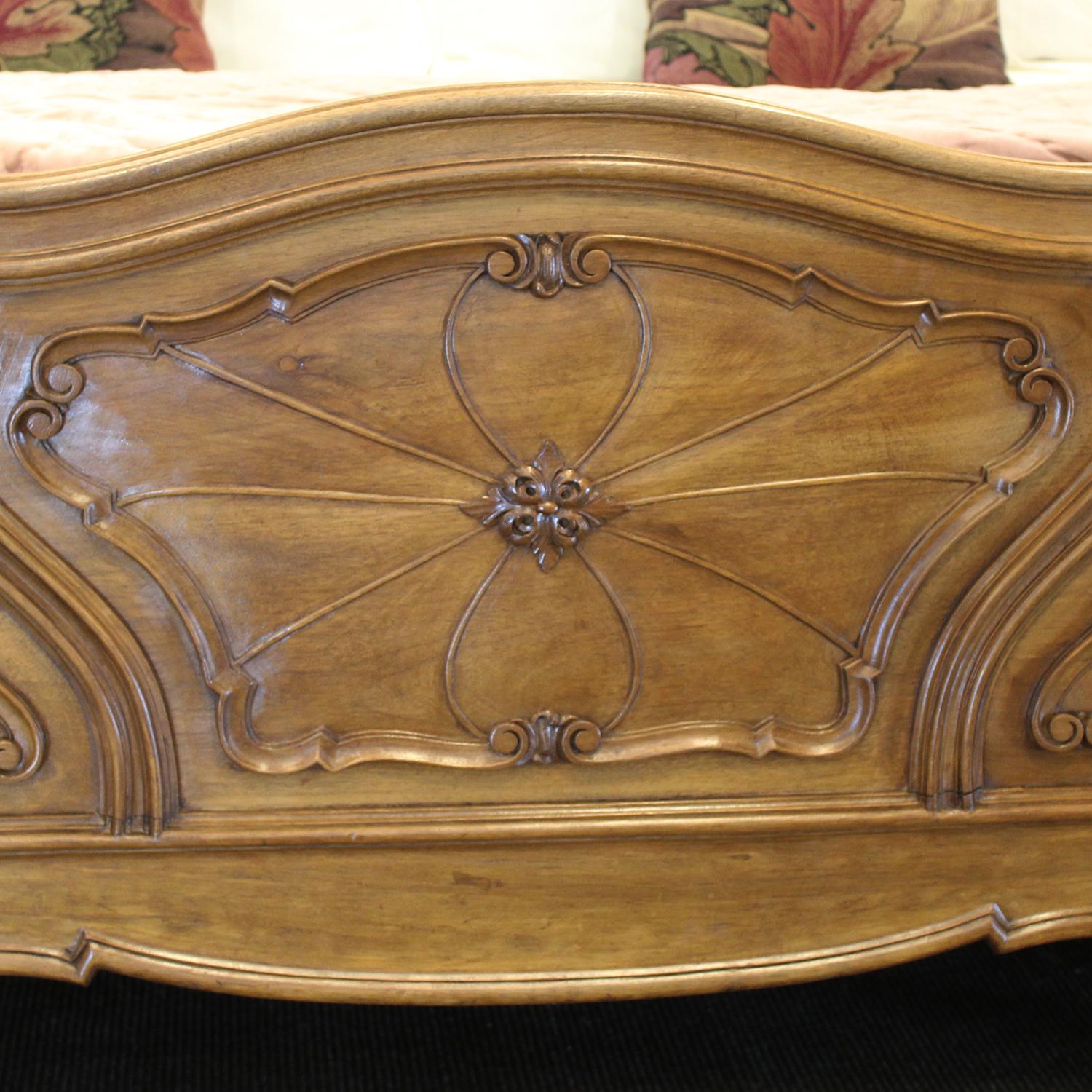 Louis XV Wide Walnut Italian Bed, WK170