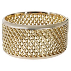 Wide Weave Bangle Bracelet in 18k Yellow Gold