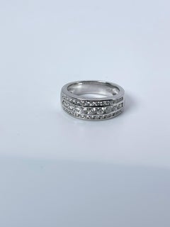 Wide Wedding Band 14kt White Gold 0.75ct Channel Set Diamond Ring