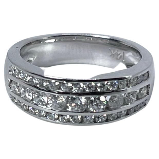 Wide Wedding Band 14kt White Gold 0.75ct Channel Set Diamond Ring