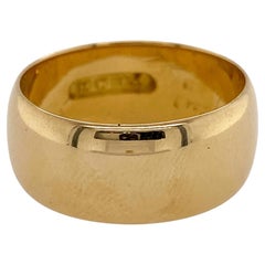 Vintage Wide Wedding Band in Plain 18K Yellow Gold