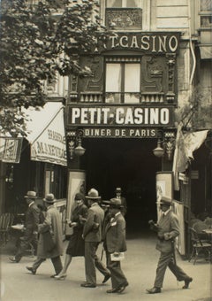Vintage Boulevard Montmartre, Paris, Busy Street View, Silver Gelatin B-W Photography