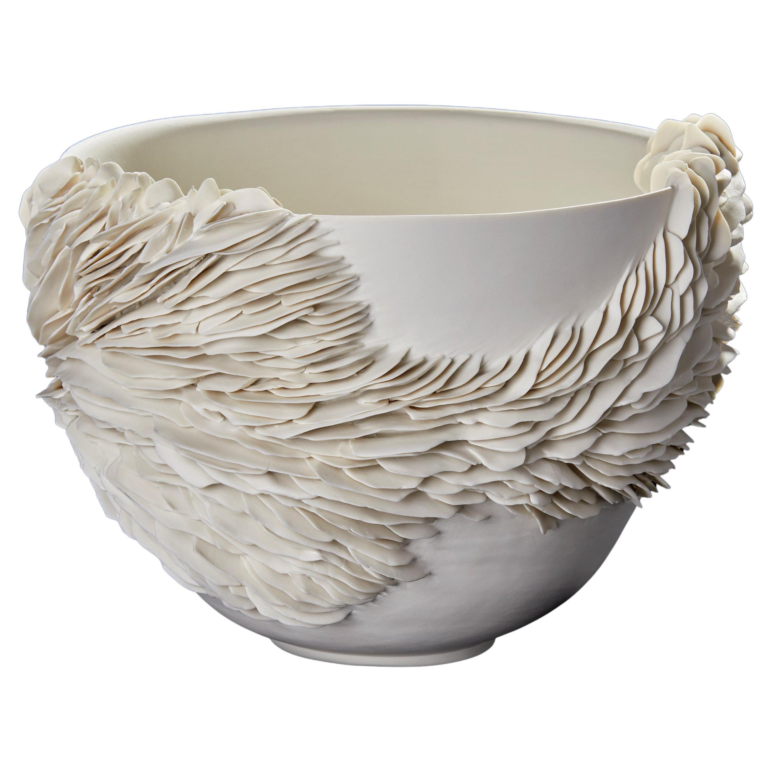 Wide Wrapping Bowl, a Unique Unglazed Porcelain Sculptural Bowl by Olivia Walker