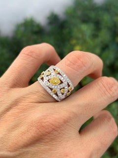 Wide Yellow Diamond Band Ring