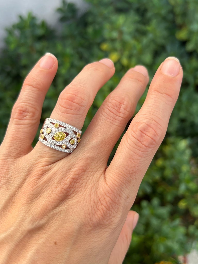 Wide Yellow Diamond Band Ring For Sale at 1stDibs