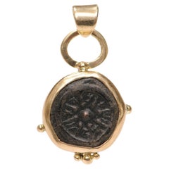 Colgante Prutah [moneda] ácaro de la viuda con 18K
