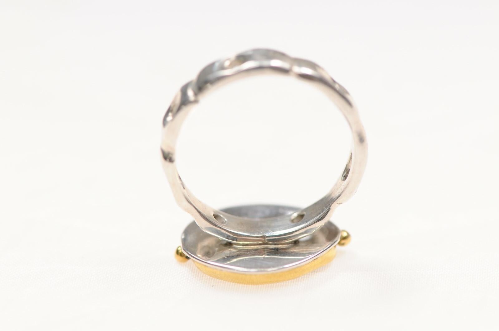Anello Prutah con acaro della vedova, 18 carati e argento in vendita 3