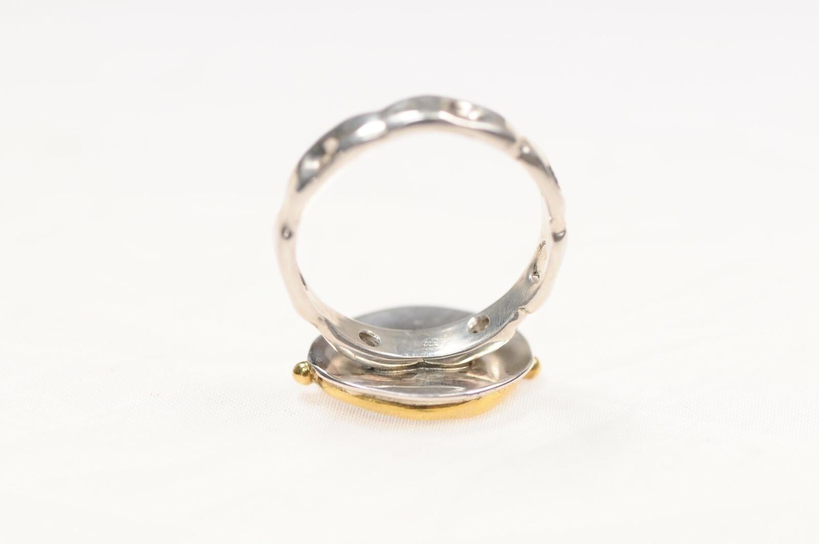 Anello Prutah con acaro della vedova, 18 carati e argento in vendita 4