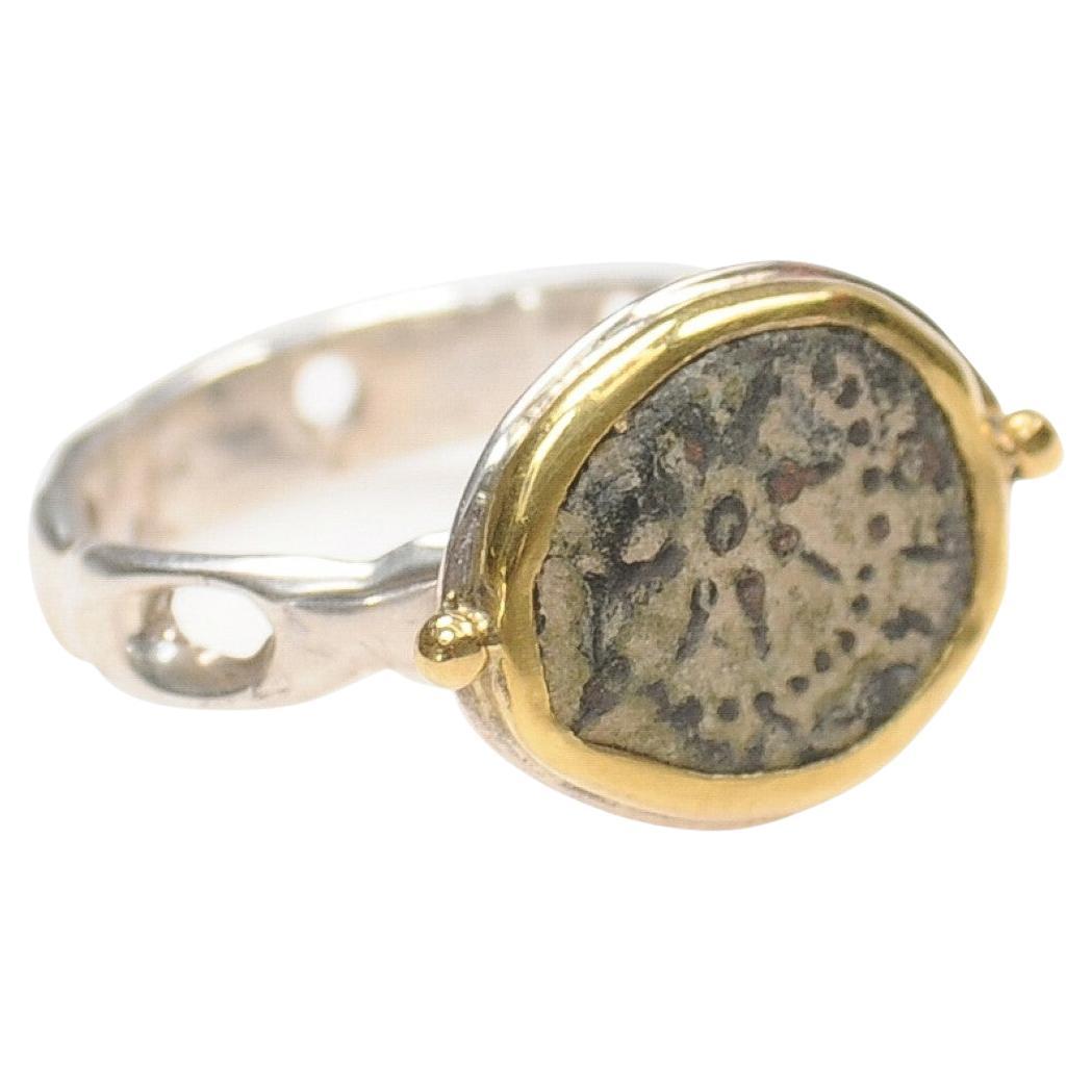 Widow's Mite Prutah ring w/ 18K & Silver