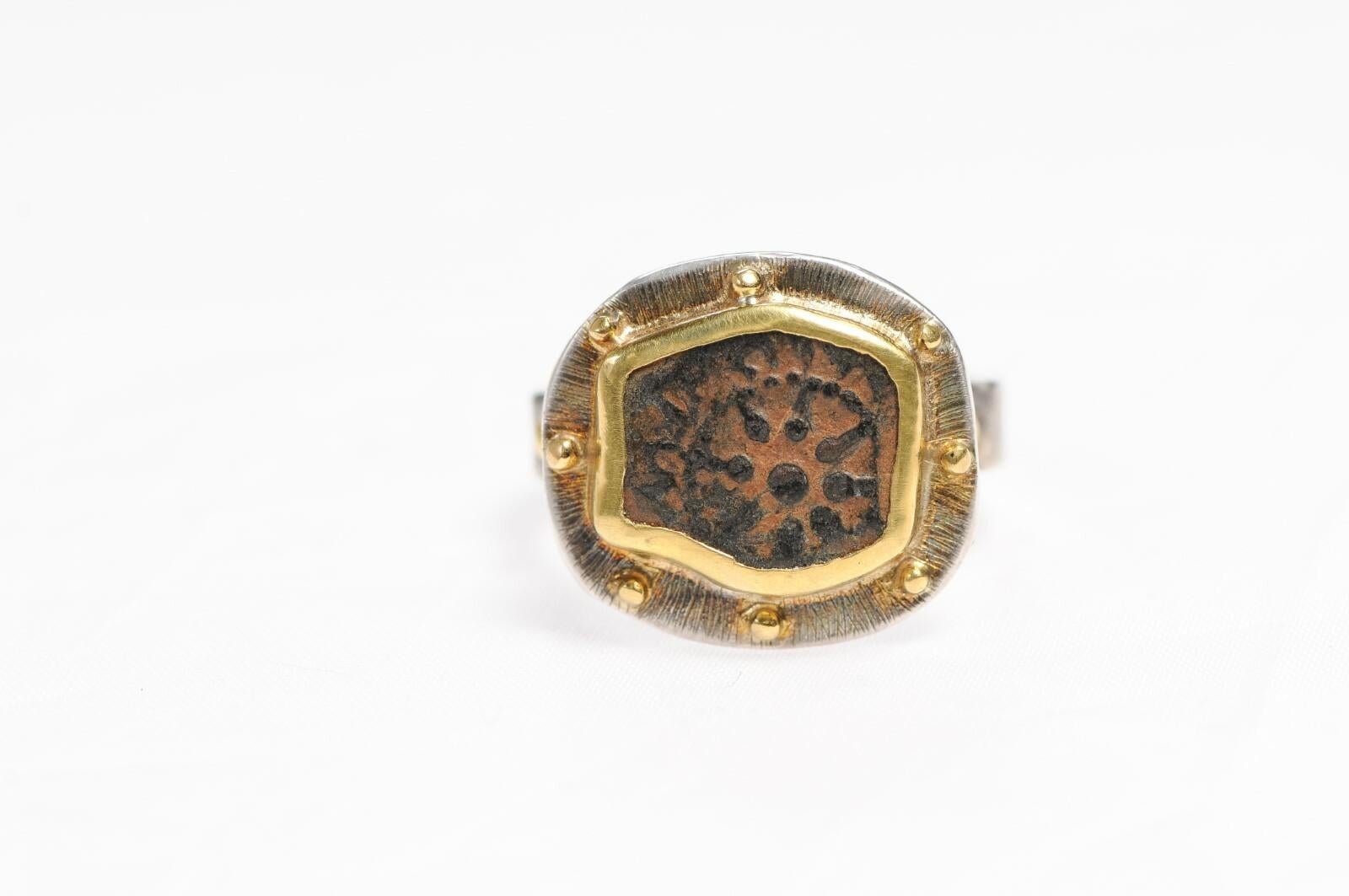 For Sale:  Widow's Mite Ring, 22kt Gold & Sterling 10