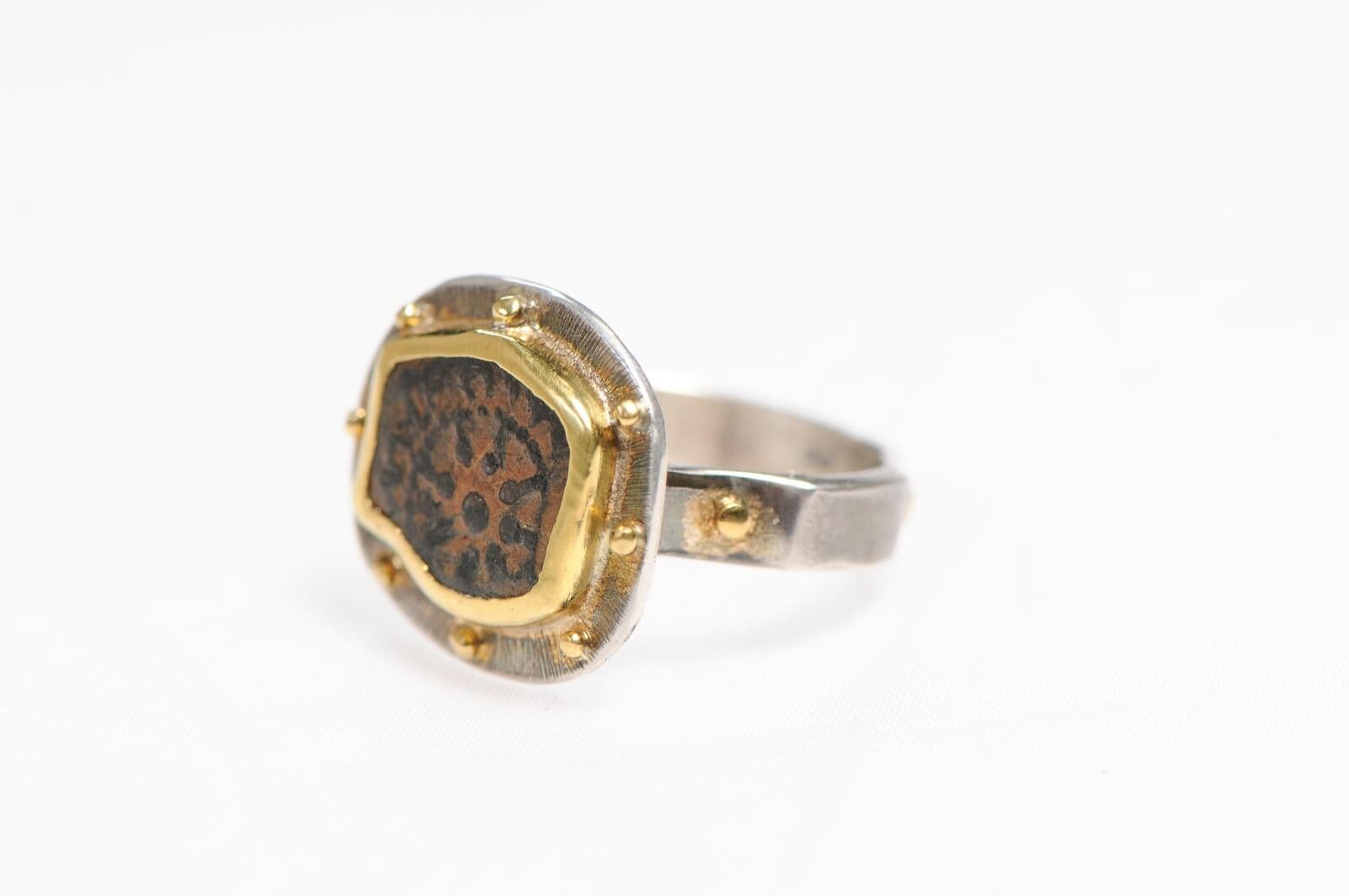 For Sale:  Widow's Mite Ring, 22kt Gold & Sterling 6