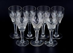 Wien Antik, Lyngby Glas, Denmark, Seven Clear Port Wine Glasses