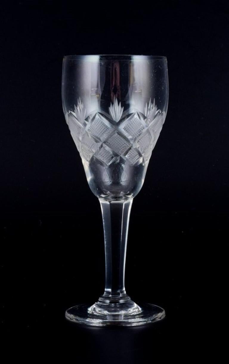 Danois Wien Antik, Lyngby Glas, Danemark, sept verres à vin de port transparents.  en vente