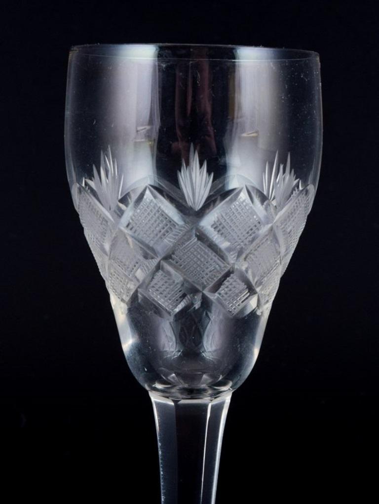 Wien Antik, Lyngby Glas, Danemark, sept verres à vin de port transparents.  Excellent état - En vente à Copenhagen, DK
