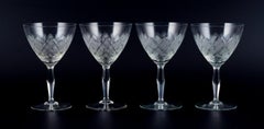 Wien Antik, Lyngby Glas, Denmark, Vintage Set of Four Clear Red Wine Glasses