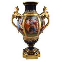 Antique Wien, Austria. Colossal Porcelain Decorative Vase with Classicist Motifs