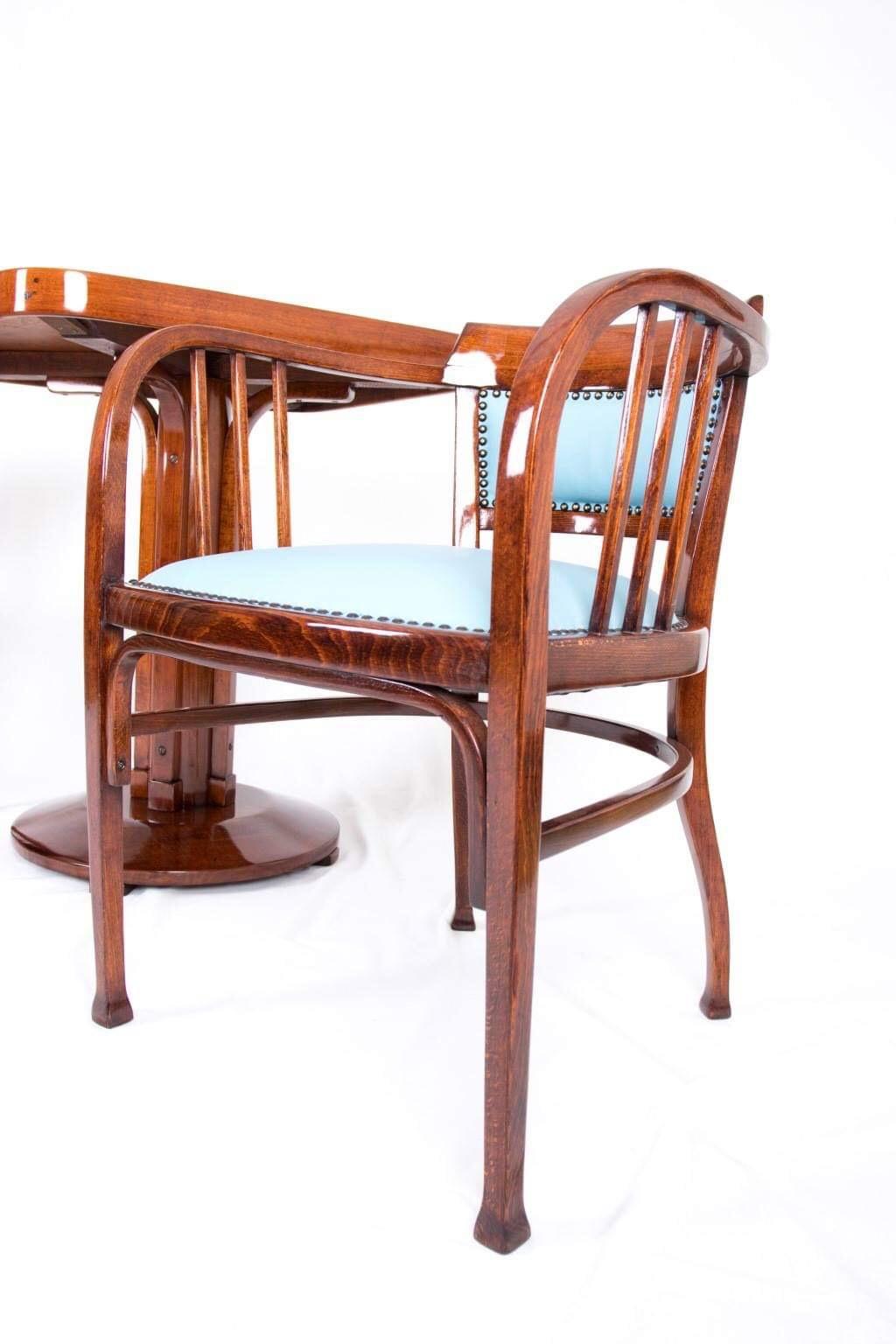 Bentwood Wien Thonet Secession Table Whit Two Armchairs Attributed Otto Wagner Designer 