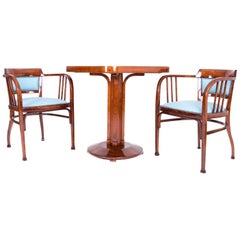 Wien Thonet Secession Table Whit Two Armchairs Attributed Otto Wagner Designer