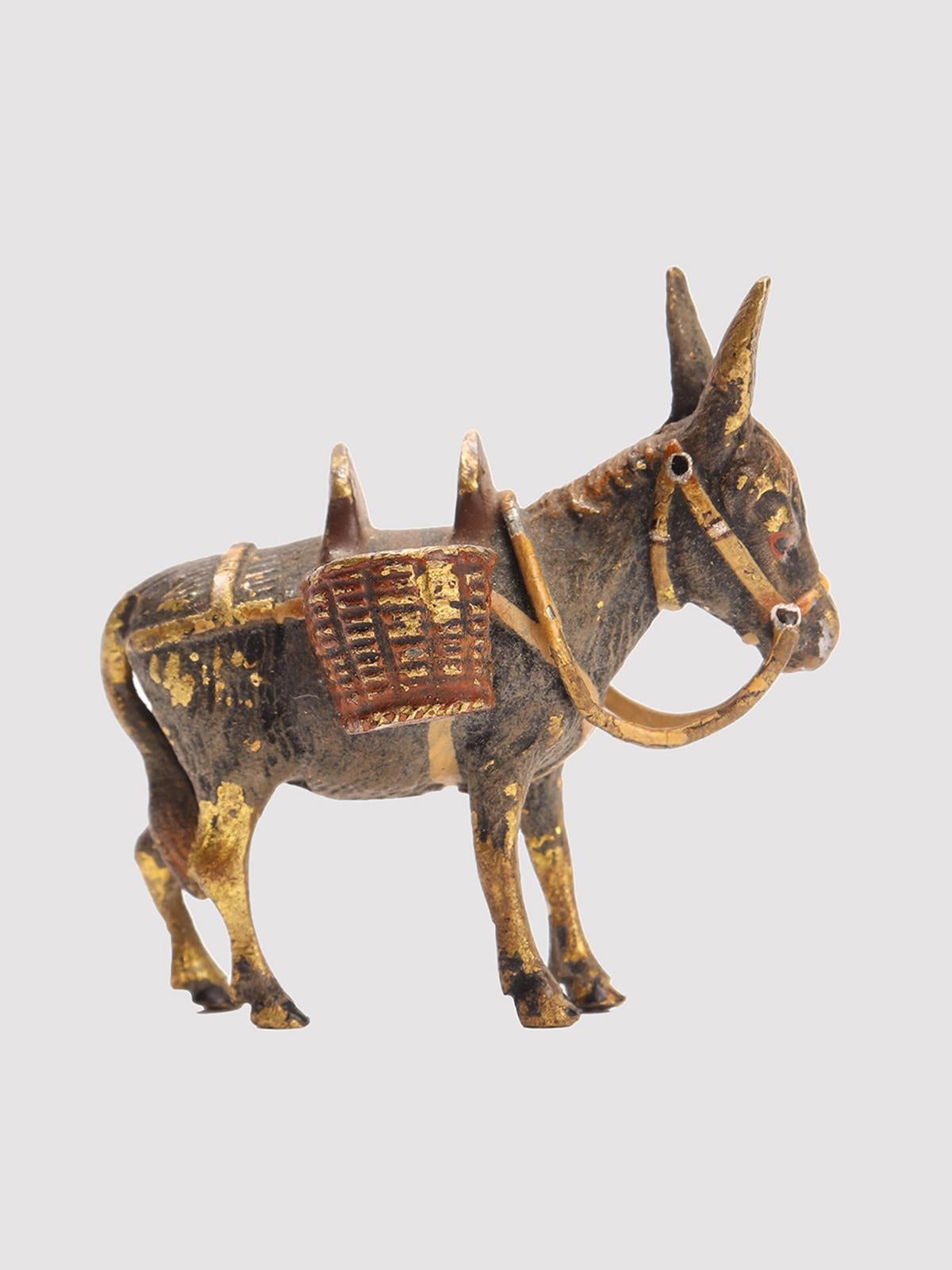 Painted wiener bronze depicting a mule, painted in different colors. Wien Austria, circa 1890.