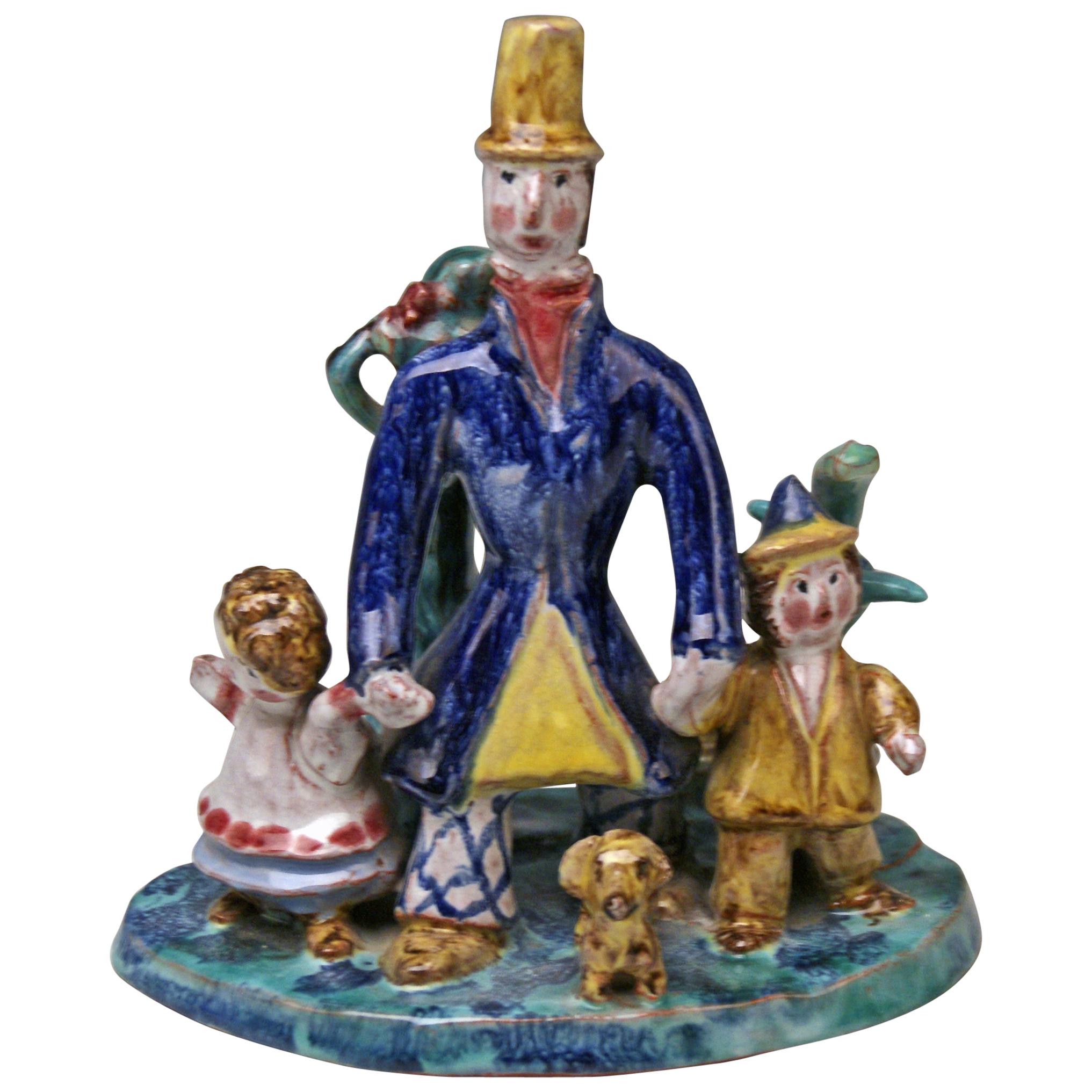 Wiener Werkstaette Ceramics Item the Walk Father Two Children Susi Singer 1921