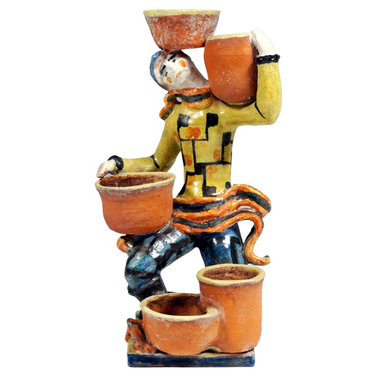 Wiener Werkstaette Expressive Art Ceramics 'Cactus Carrier', by G. Baudisch 1927 For Sale