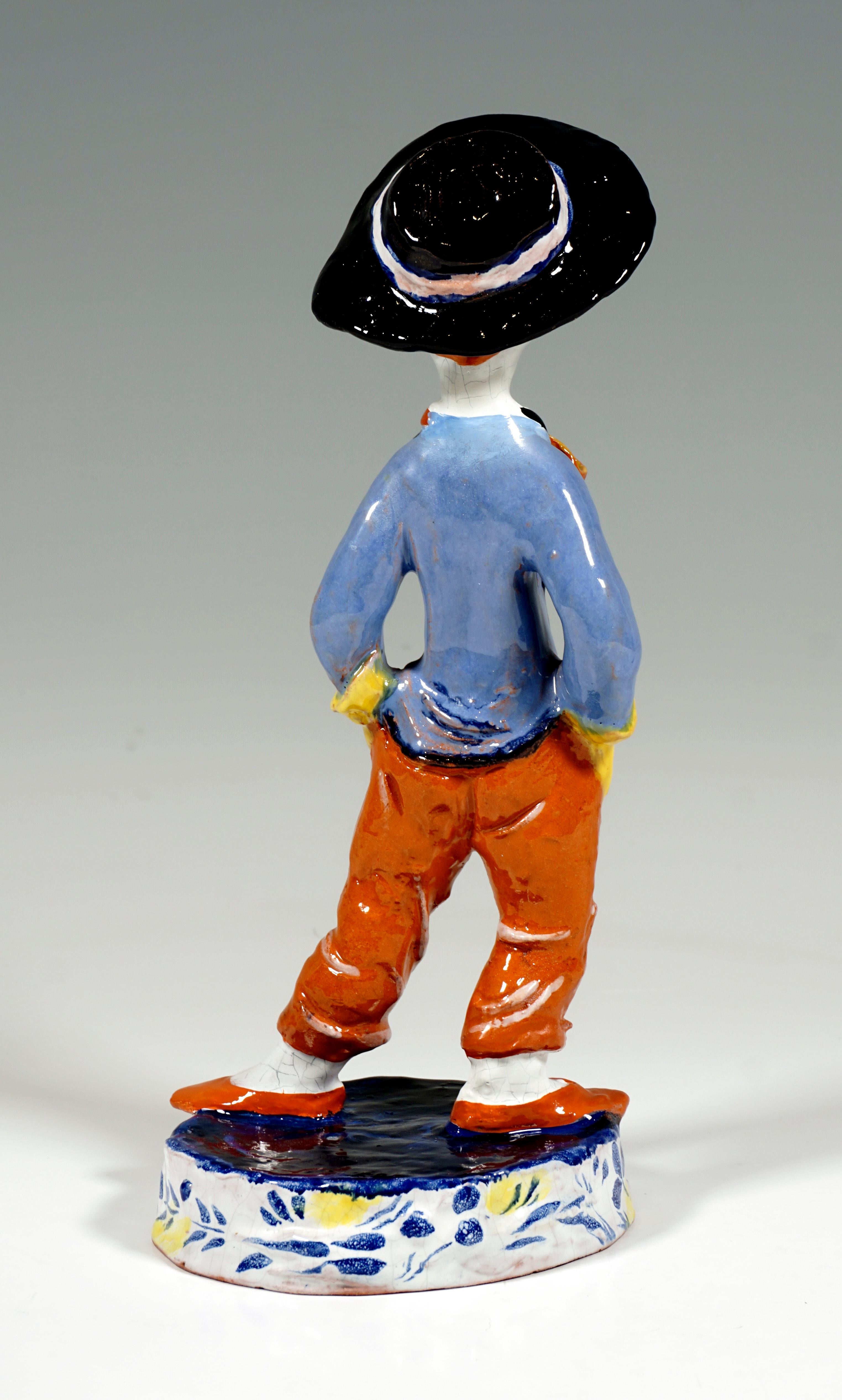 Expressionist Wiener Werkstaette Expressive Ceramic Figure 'Street Boy', by Susi Singer, 1923