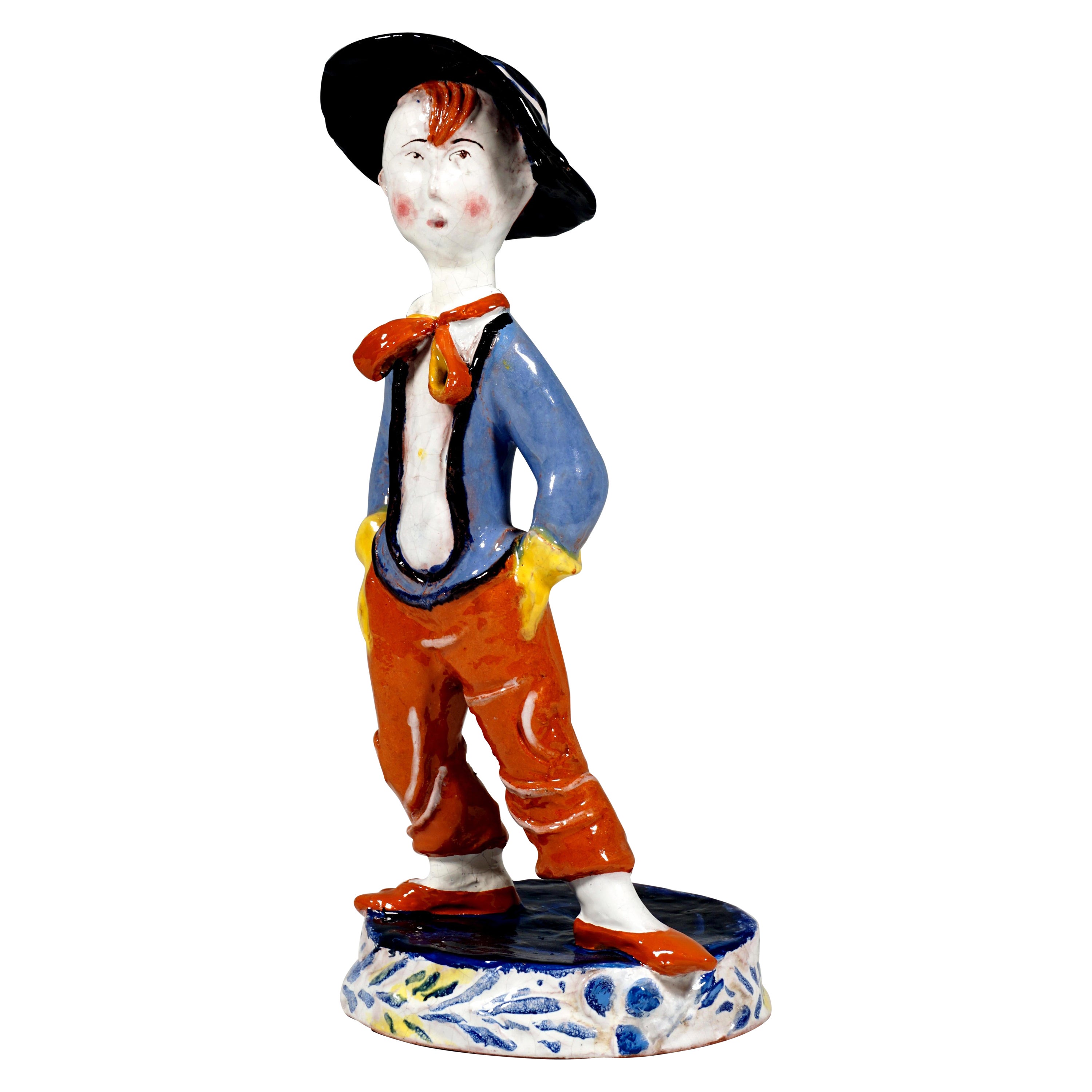 Wiener Werkstaette Expressive Ceramic Figure 
Street Boy
, by Susi Singer, 1923