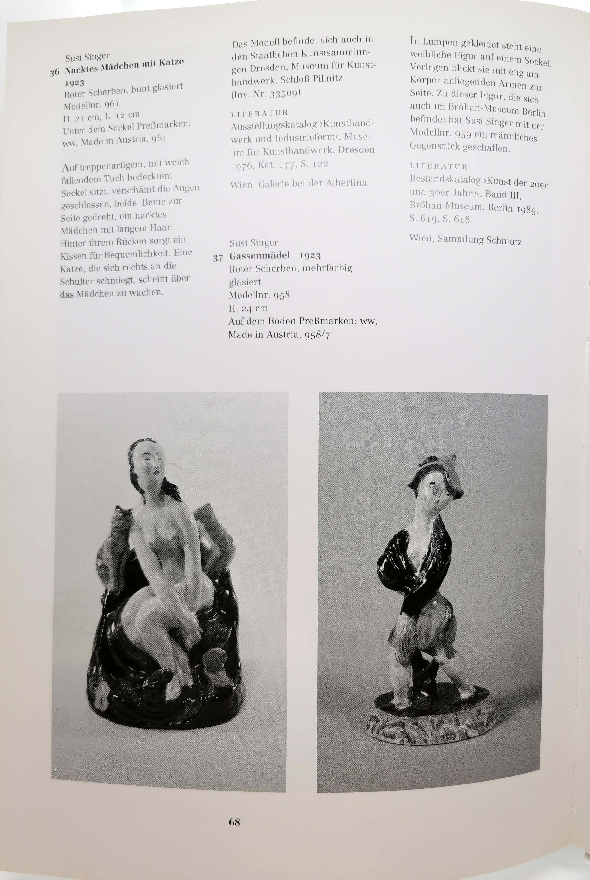 Wiener Werkstaette Expressive Vienna Ceramics Girl with Cat by Susi Singer, 1923 5