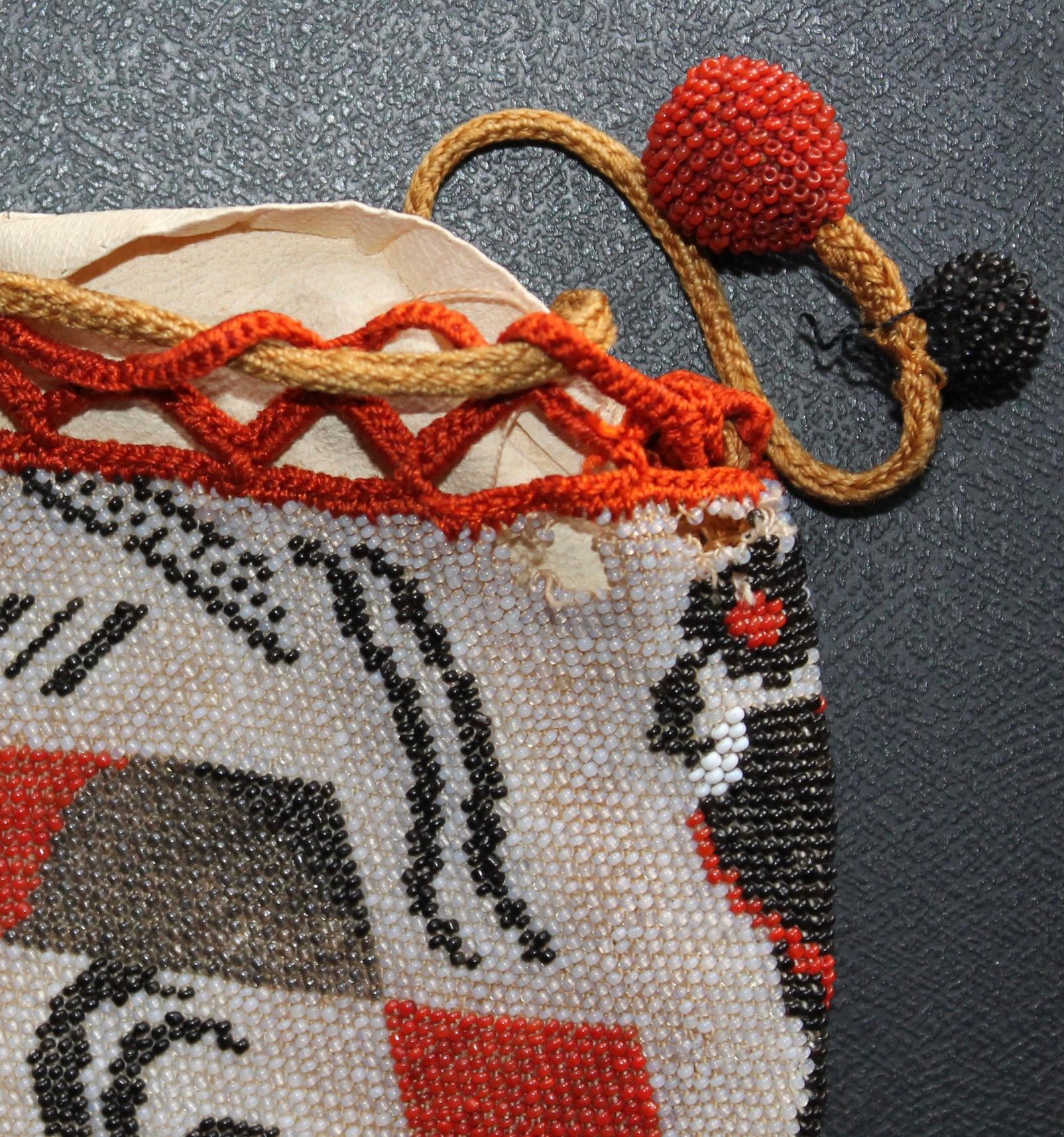 Brown Wiener Werkstatt Beaded Bag Maria Likarz (attributed( For Sale