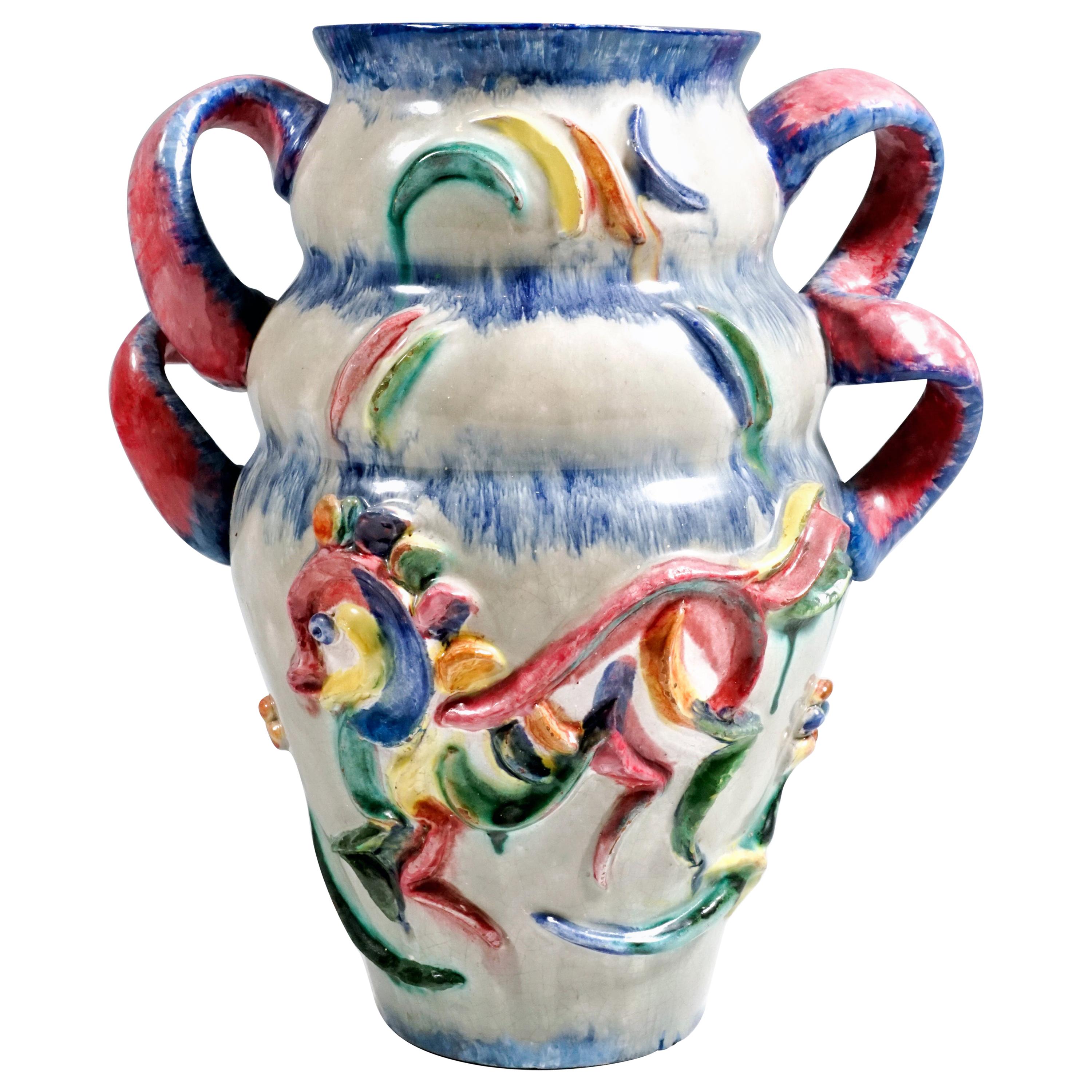 Wiener Werkstätte Art Ceramics Expressive Style Vase by Vally Wieselthier, 1922