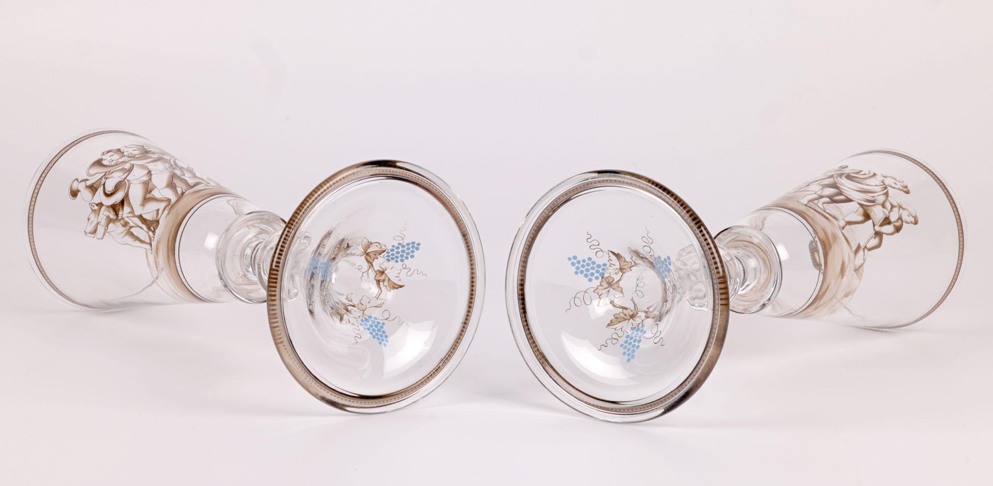 Wiener Werkstatte Attributed Pair Enamelled Glass Goblets For Sale 4