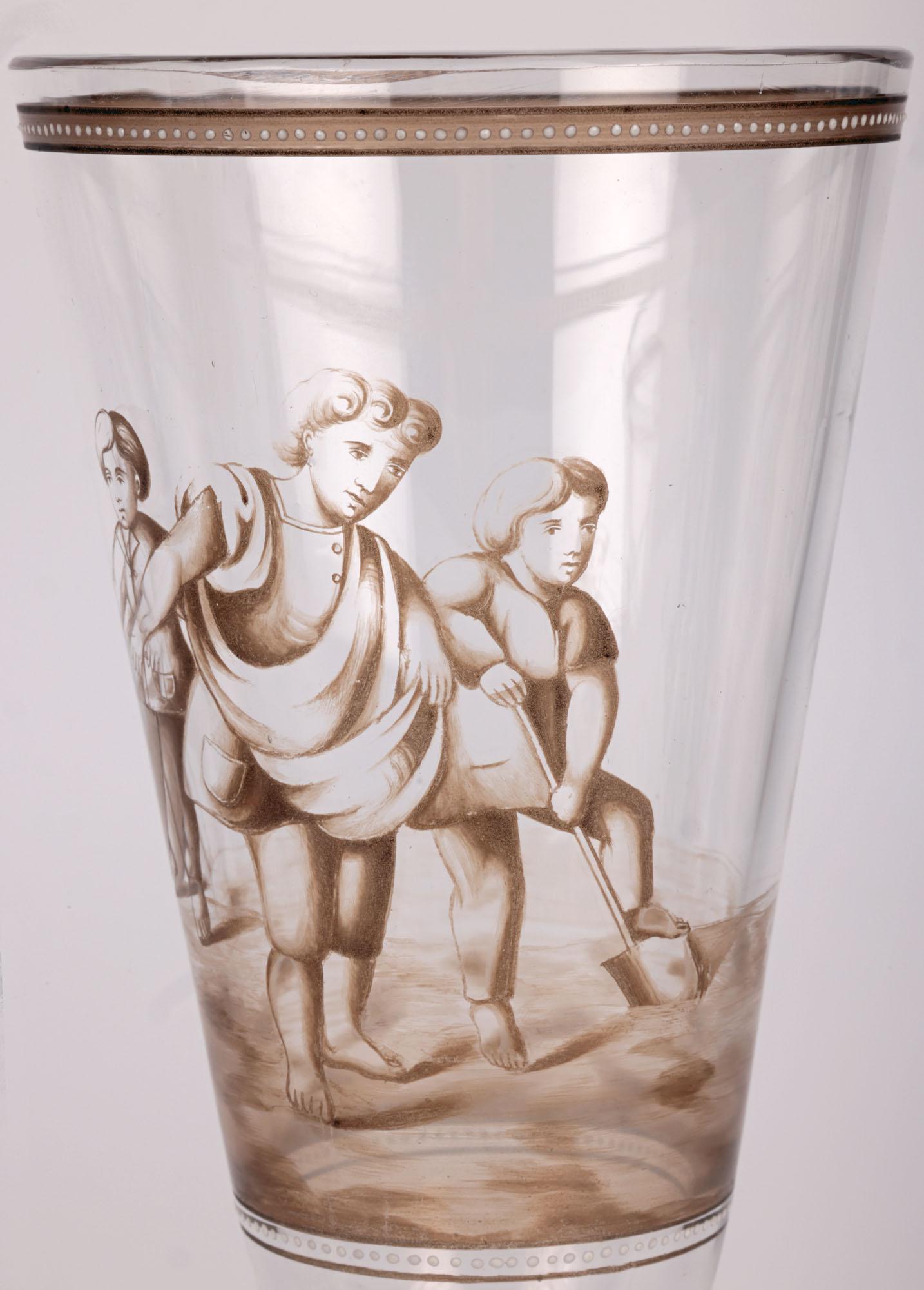 Wiener Werkstatte Attributed Pair Enamelled Glass Goblets For Sale 7