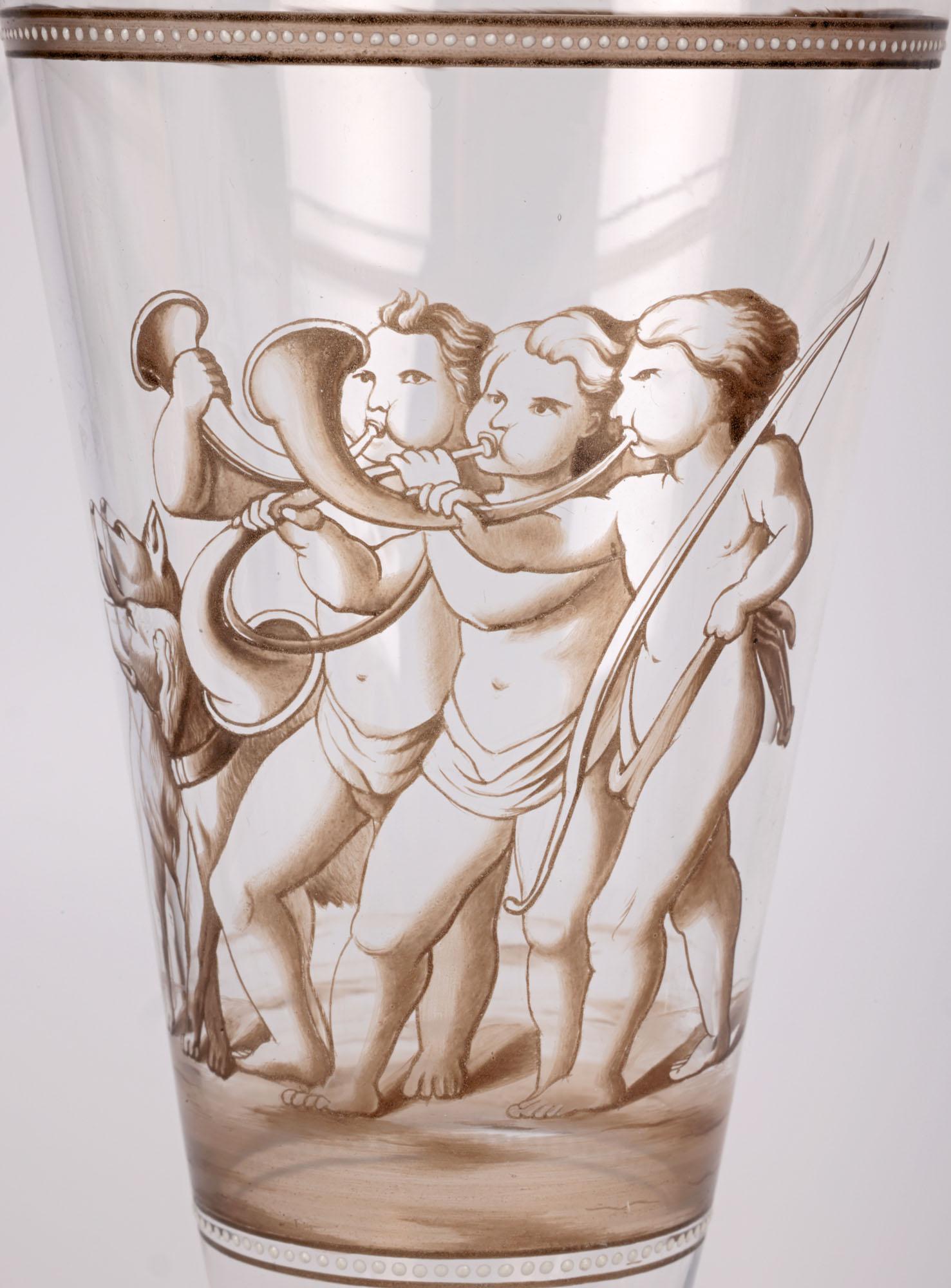 Wiener Werkstatte Attributed Pair Enamelled Glass Goblets For Sale 10