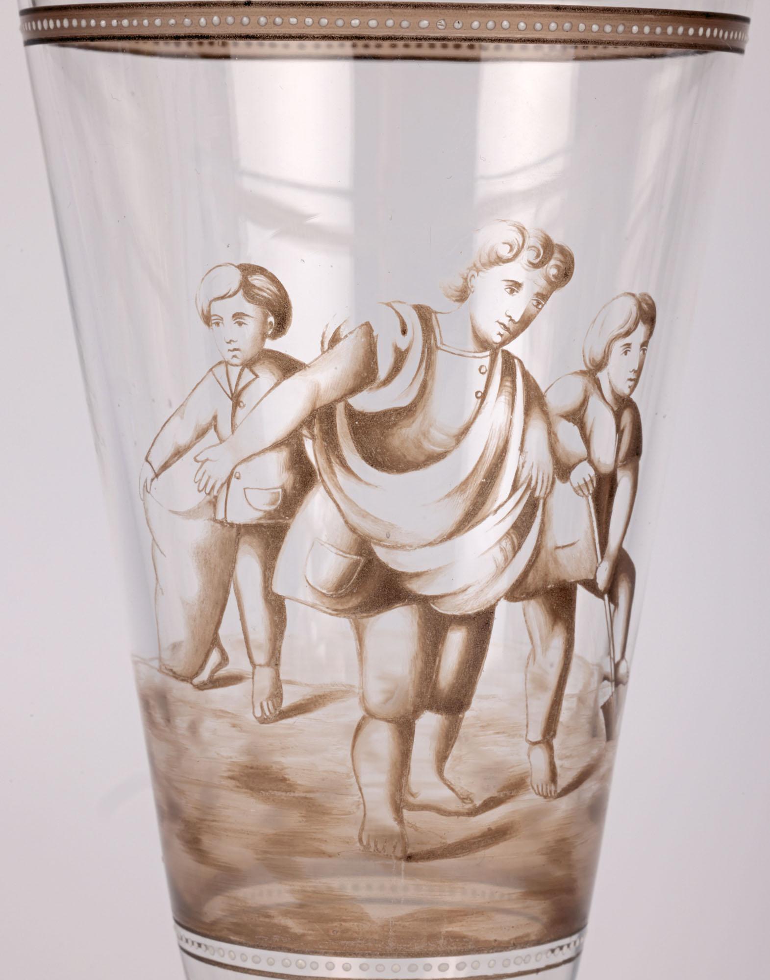 Wiener Werkstatte Attributed Pair Enamelled Glass Goblets For Sale 11