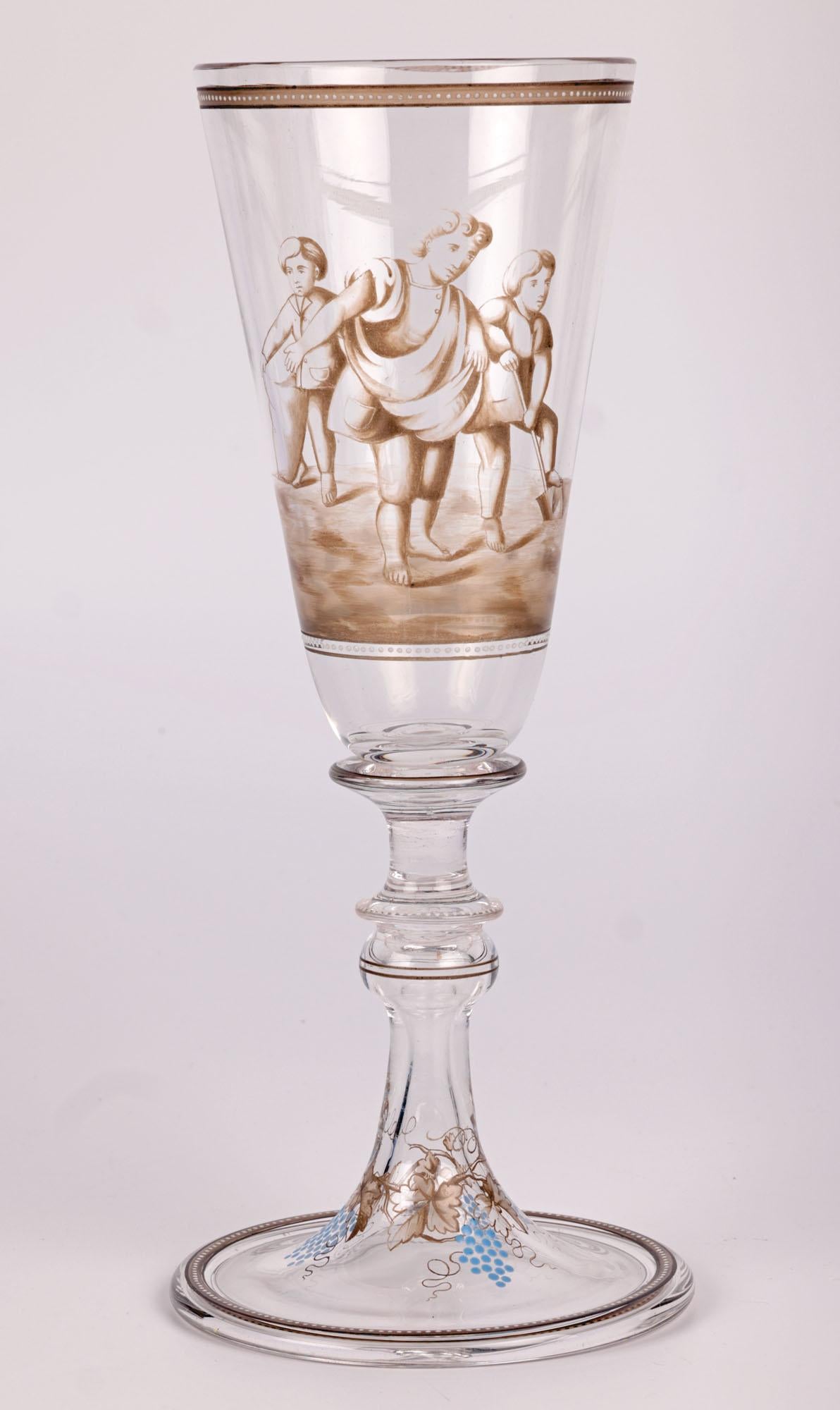 20th Century Wiener Werkstatte Attributed Pair Enamelled Glass Goblets For Sale