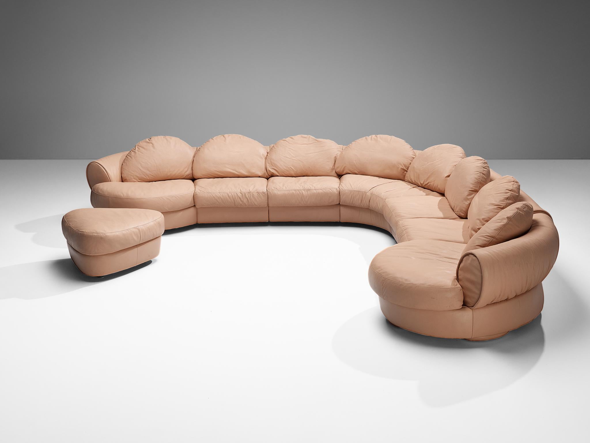 Wiener Werkstätte 'Attributed' Sectional Sofa in Pink Orange Leather  For Sale 5