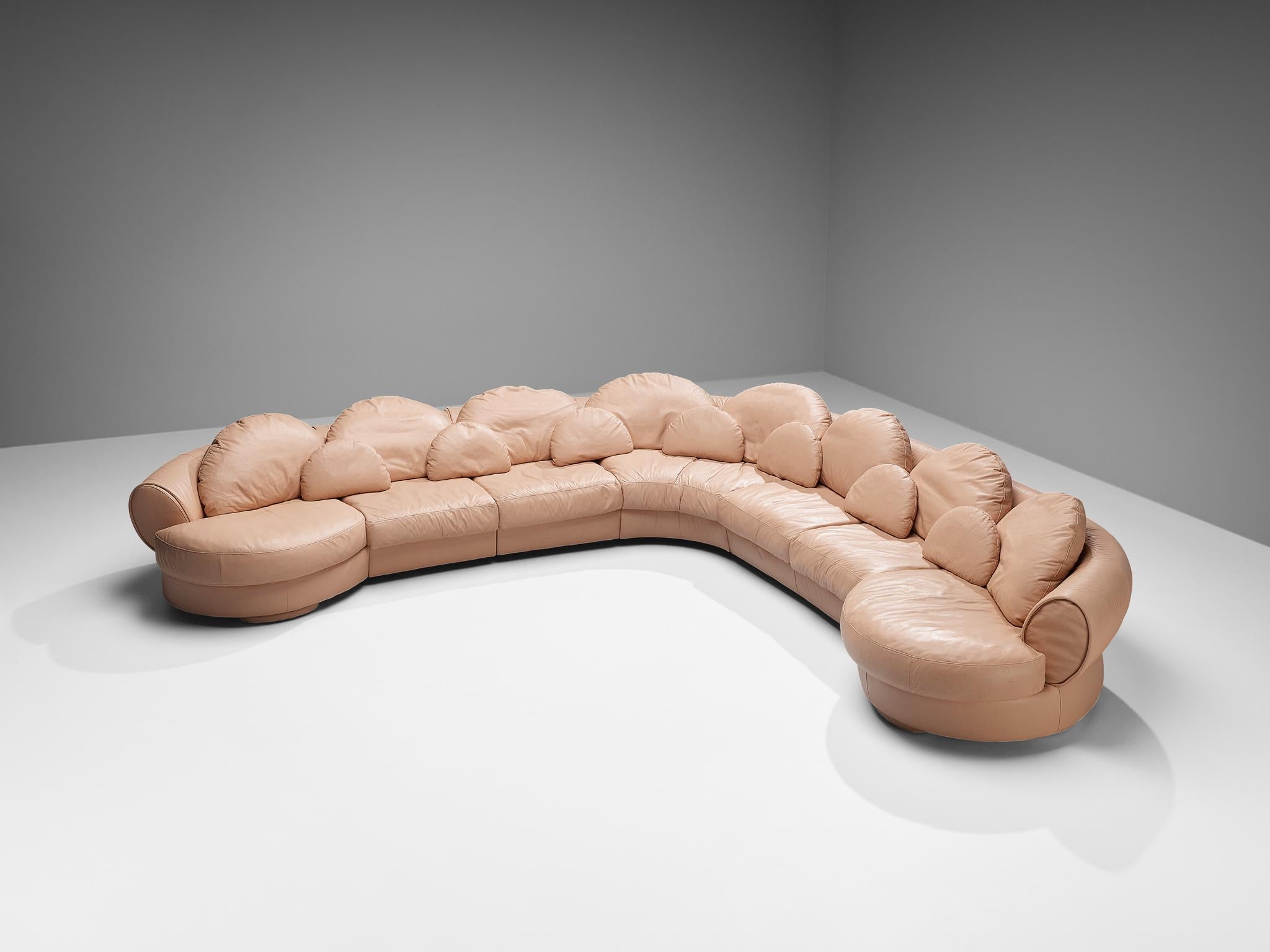 Wiener Werkstätte 'Attributed' Sectional Sofa in Pink Orange Leather  For Sale 8