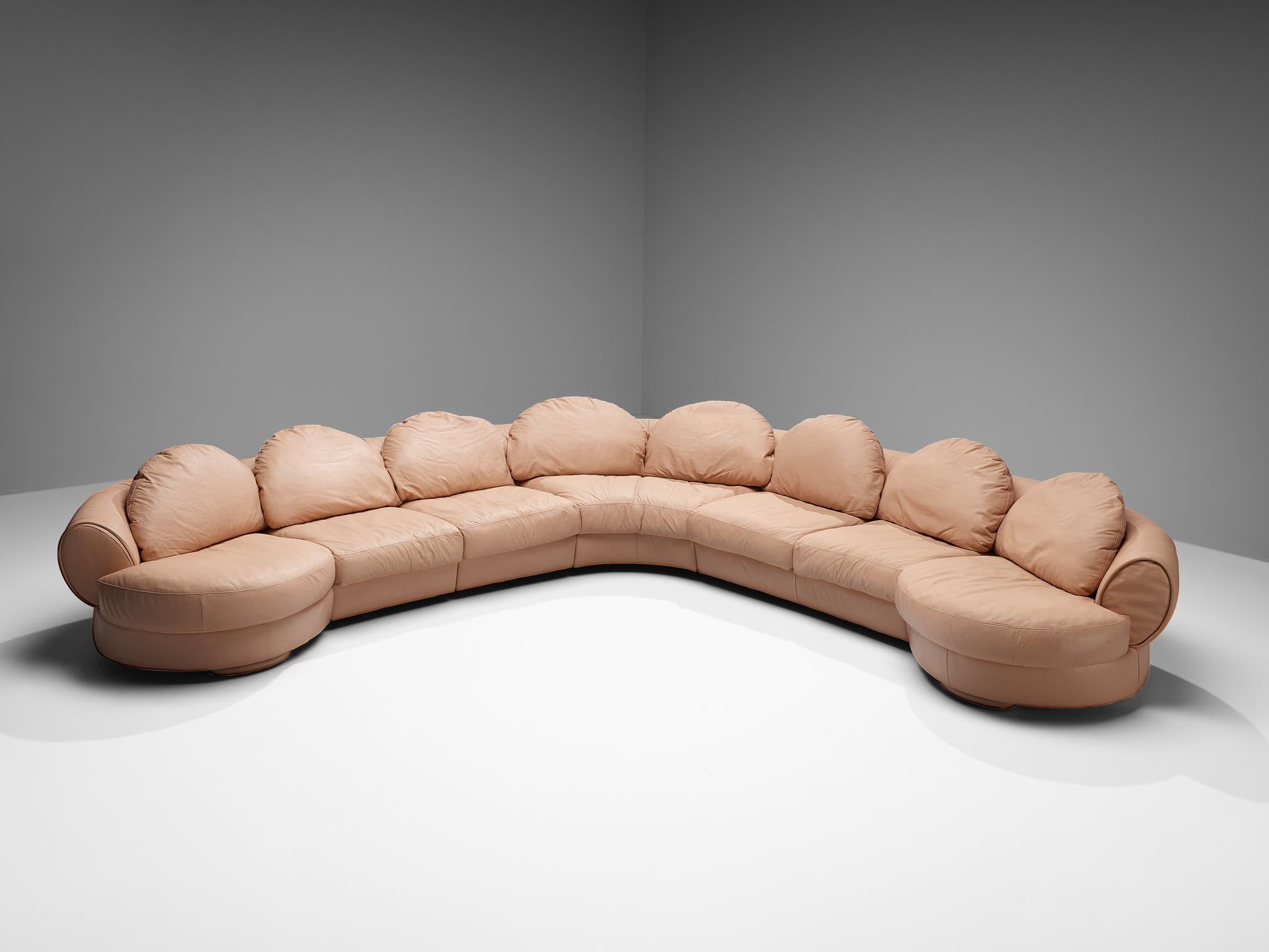Wiener Werkstätte 'Attributed' Sectional Sofa in Pink Orange Leather  For Sale 3