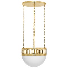 Chandlier der Wiener Werkstätte aus Messing und Opalglas, Re-Edition