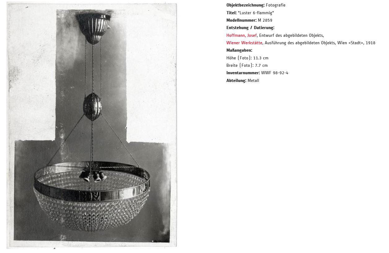 Kronleuchter aus getriebenem Messing und Glas, Wiener Werkstätte, Edition im Angebot 1