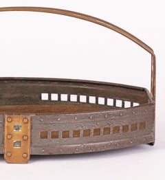 Wiener Werkstatte Secessionist Brass Mounted Metal Basket Josef Hoffmann