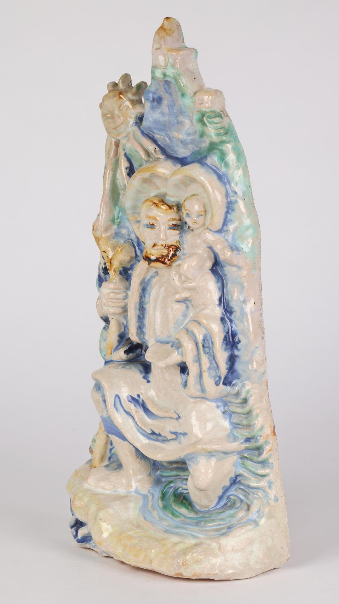 Wiener Werkstatte St. Christopher Pottery-Figur, Michael Powolny zugeschrieben  im Angebot 1