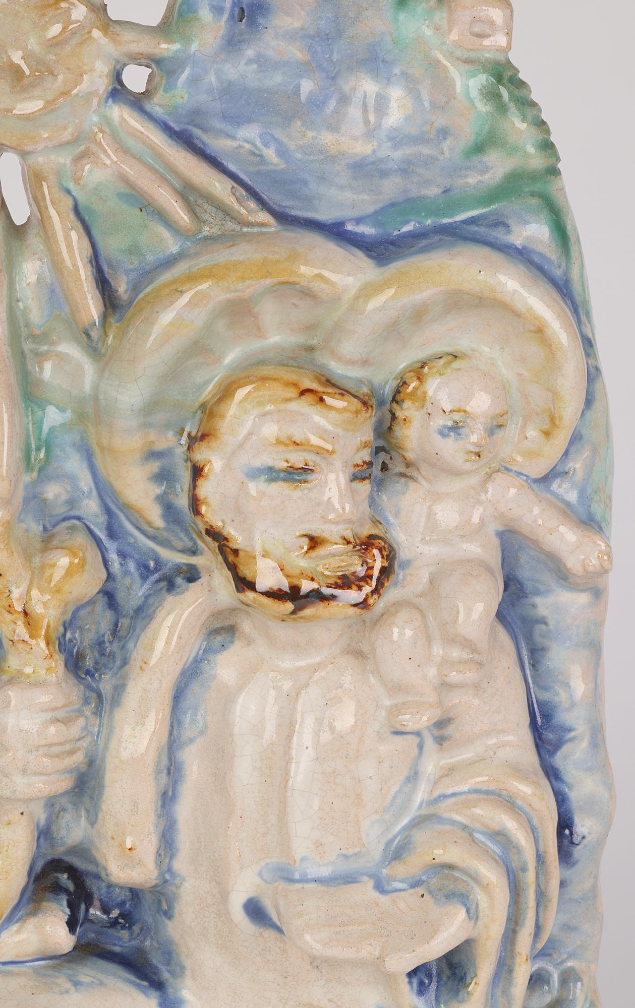 Wiener Werkstatte St Christopher Pottery Figure Attributed to Michael Powolny For Sale 4