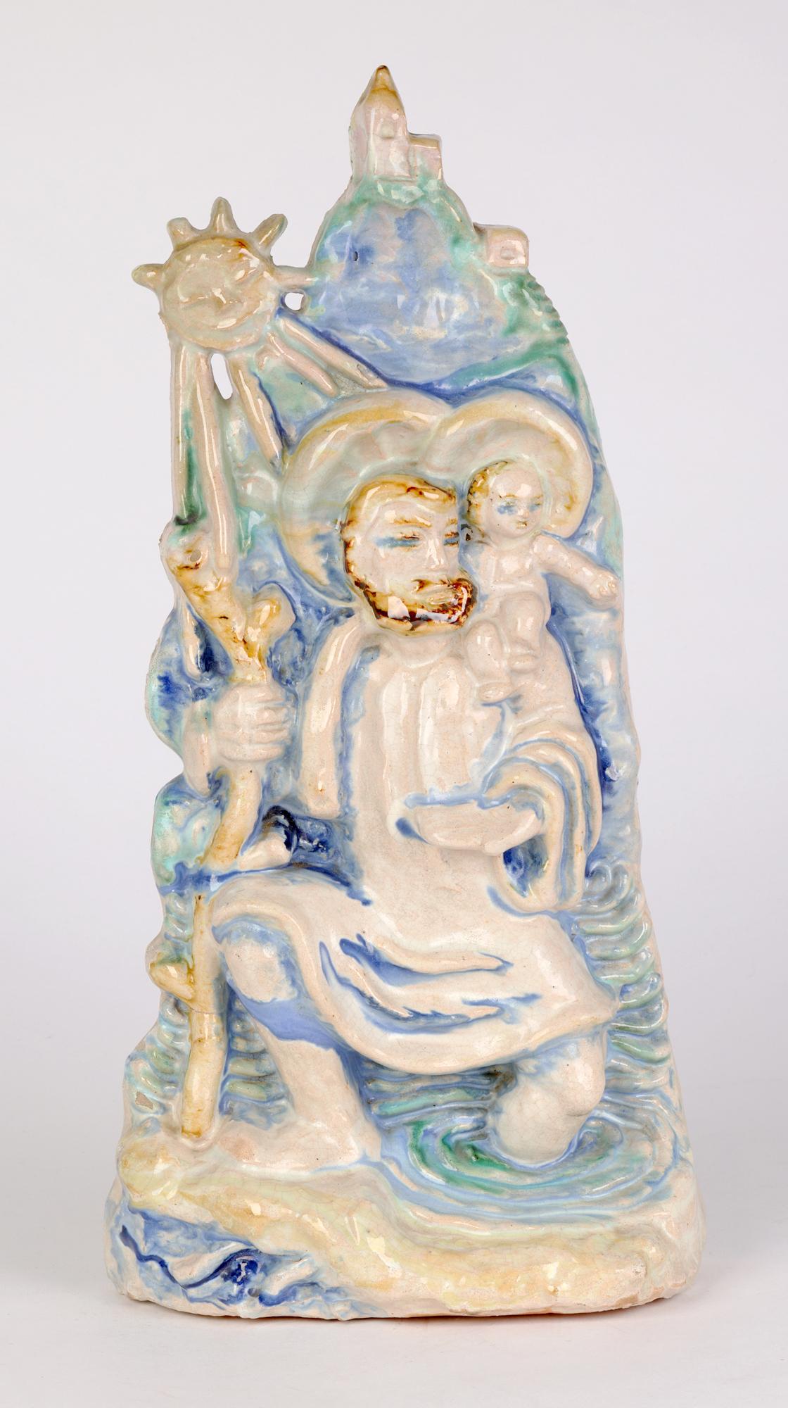 Wiener Werkstatte St. Christopher Pottery-Figur, Michael Powolny zugeschrieben  im Angebot 9