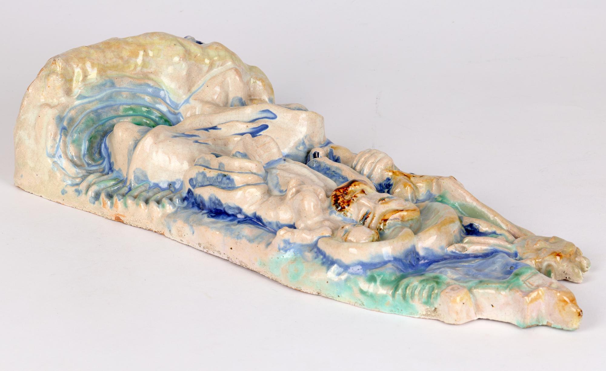 Glazed Wiener Werkstatte St Christopher Pottery Figure Attributed to Michael Powolny For Sale
