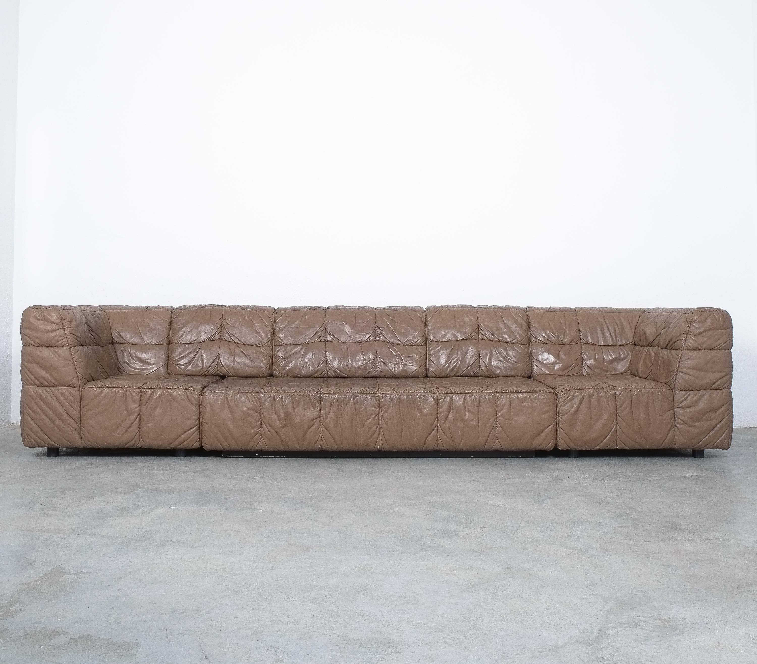 Mid-Century Modern Wiener Werkstätten Castell Hans Hopfer Sectional Leather Sofa Group Austria 1972