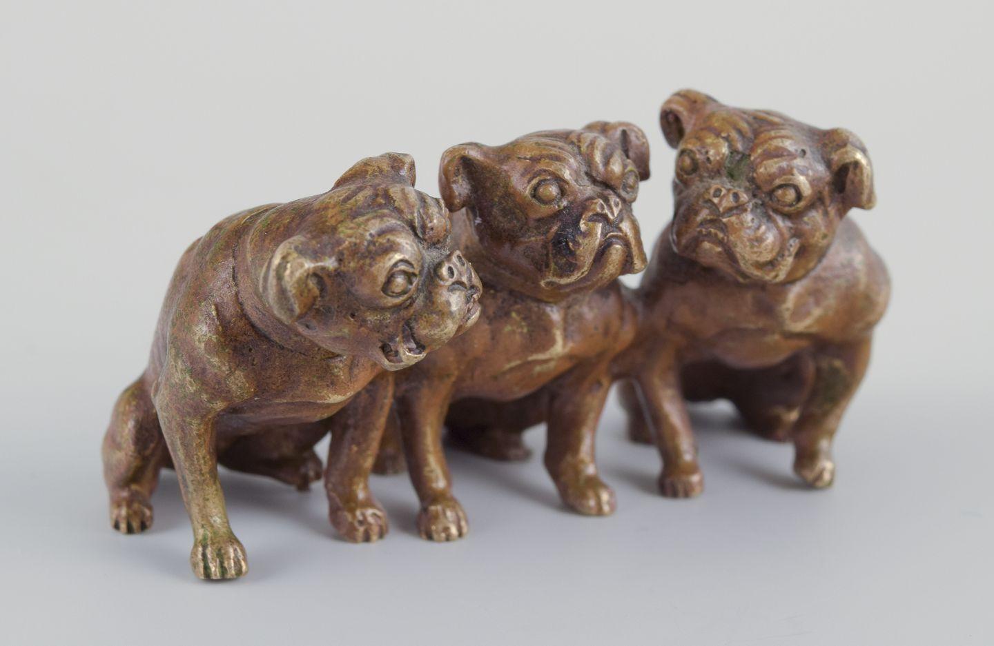 I prodotti usati sono esenti da dazi all'importazione per i clienti statunitensi. 
Pertanto, al tuo acquisto non saranno applicate tariffe di importazione.

Wienerbronze, Austria. Scultura in miniatura Art Deco di tre bulldog inglesi.
Austria, anni