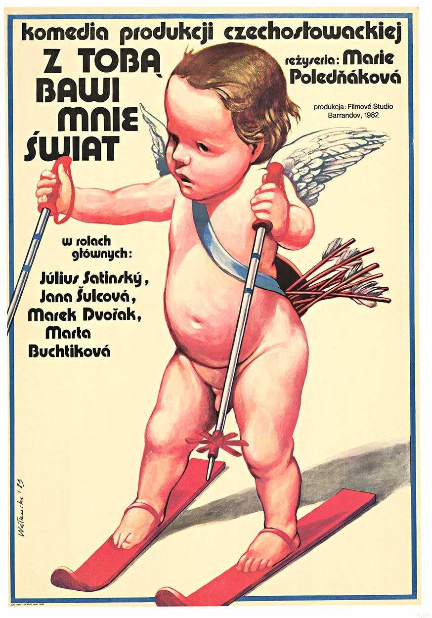 Cartel de cine vintage original de "El mundo me divierte contigo".